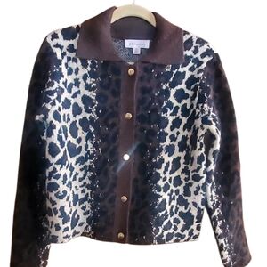 NWT Philosophy Republic Leopard Wool Alpaca L/S Cardigan Small